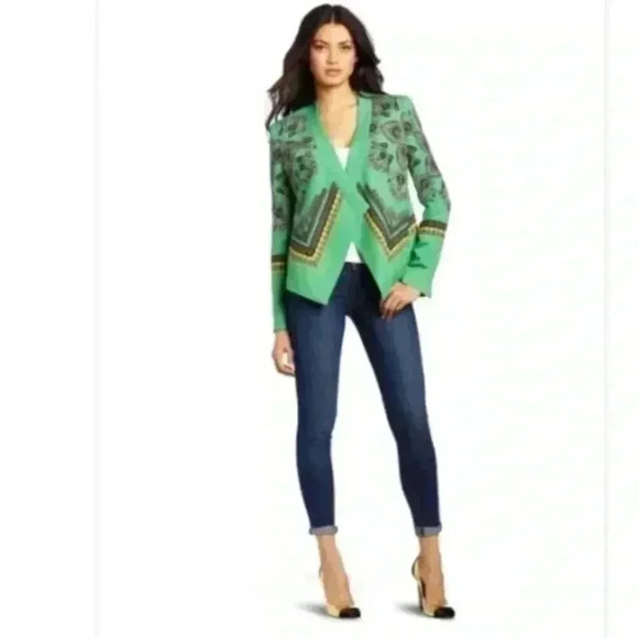 BCBGMaxAzria Abree Blazer Open‎ Front Kelly Green BCBG
